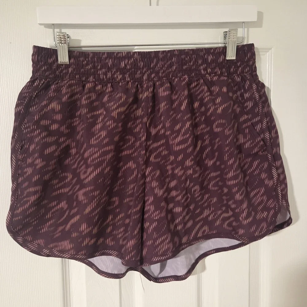 Athletic Works Womens Core Running Shorts Rio Plum Purple Geometric Liner Size M